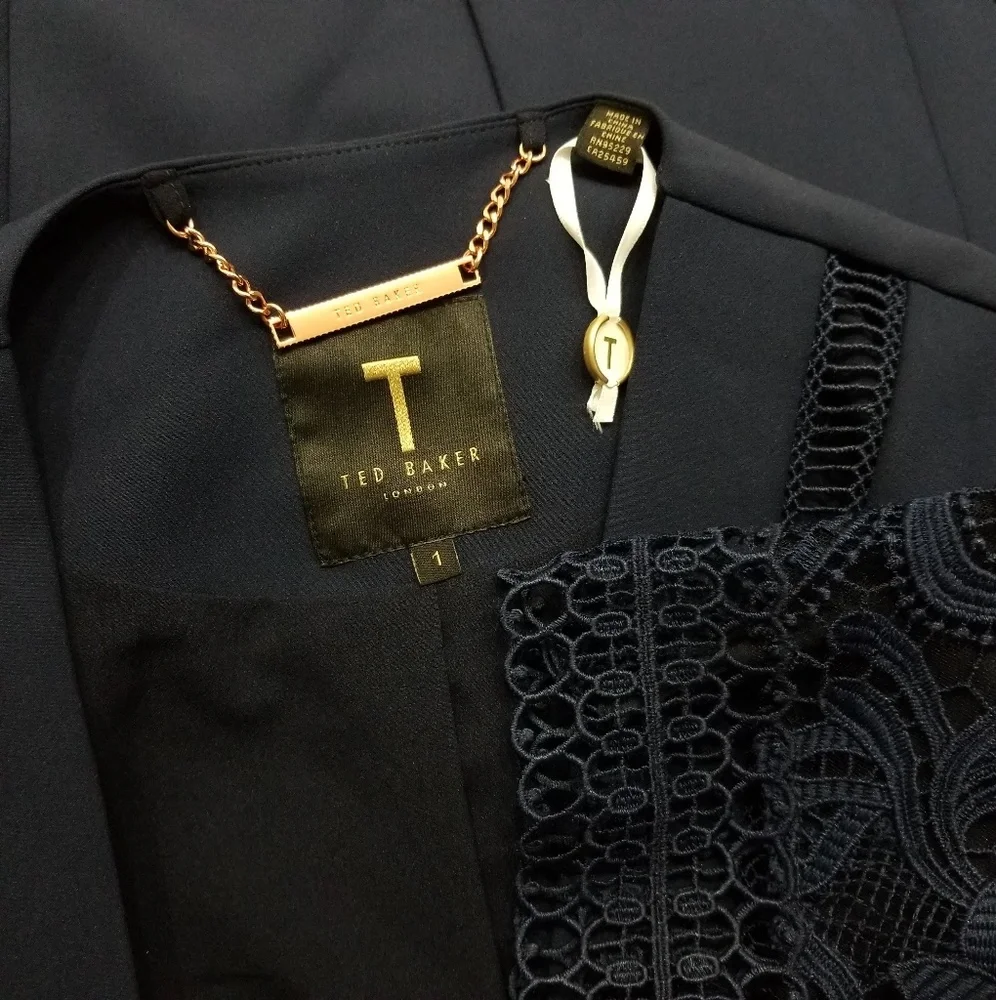 🍒NWOT🍒 TED BAKER LUX NAVY CARDI BLAZER - Picture 8 of 9
